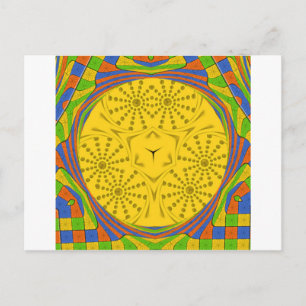Egyptian Motif Art Print Chequered Frame Design Postcard