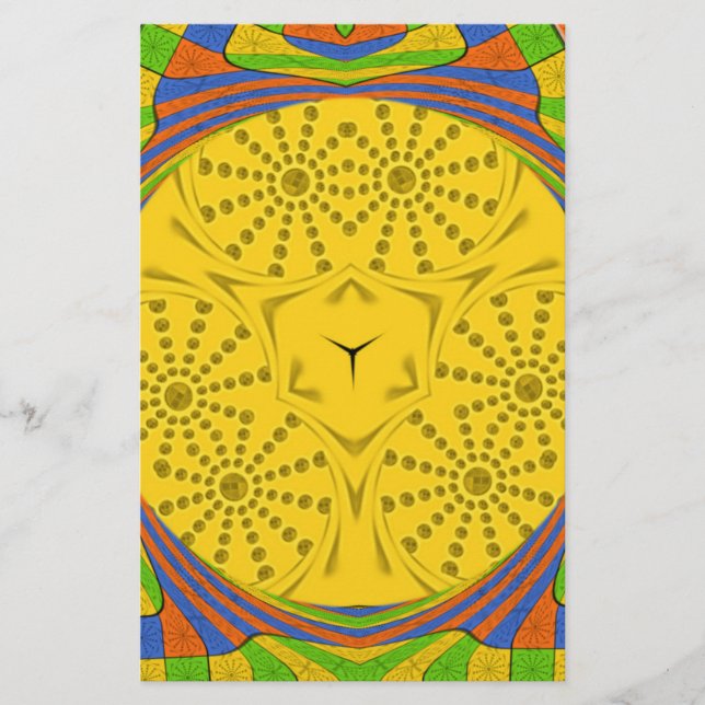 Egyptian Motif Art Print Chequered Frame Design Stationery (Front)