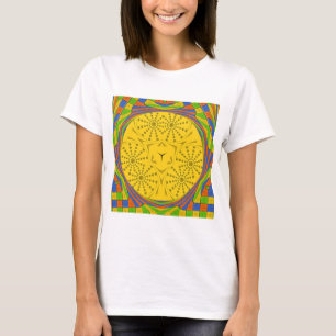 Egyptian Motif Art Print Chequered Frame Design T-Shirt