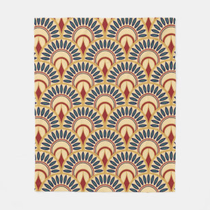 Egyptian Motif Fish Scales Seamless Pattern Fleece Blanket
