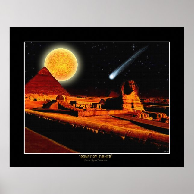 "EGYPTIAN NIGHTS" Sphinx Fantasy Art Poster (Front)