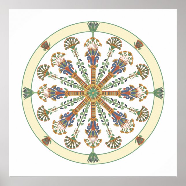 Egyptian Nouveau Lotus Mandala Poster (Front)