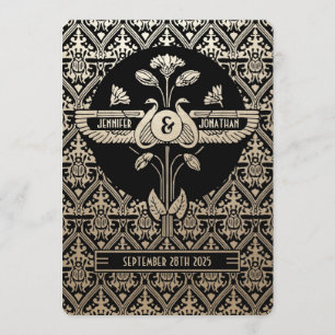 Egyptian Nouveau Wedding Invitations Gold & Black