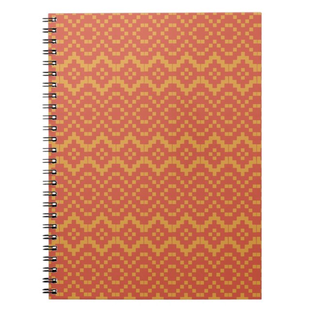 Egyptian Orange Red and Yellow Tribal Pattern Notebook (Front)