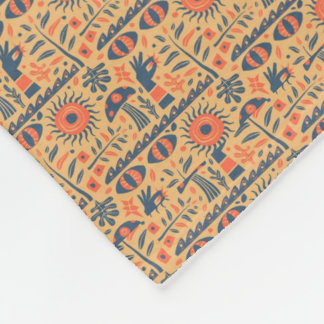 Egyptian Pattern fleece throw blankets