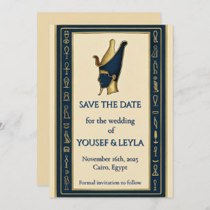 Egyptian Pharaoh Profile Gold Save the Date