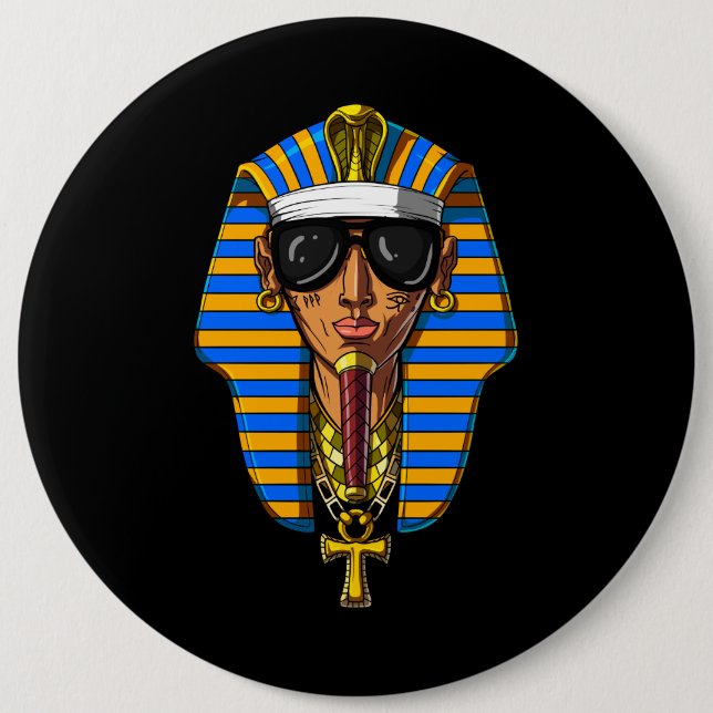 Egyptian Pharaoh Tutankhamon Gangsta King Tut 6 Inch Round Button (Front)