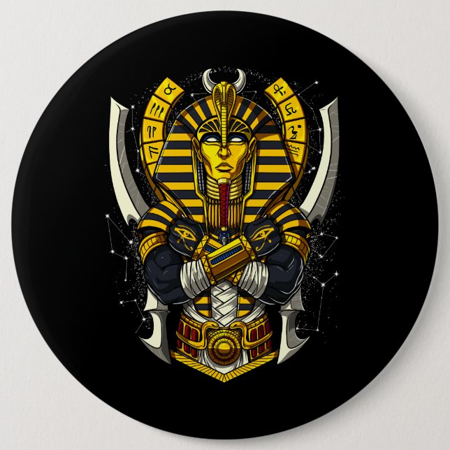 Egyptian Pharaoh Tutankhamun Ancient King Tut 6 Inch Round Button (Front)