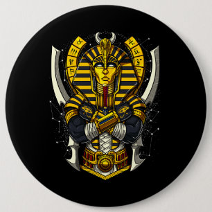 Egyptian Pharaoh Tutankhamun Ancient King Tut 6 Inch Round Button