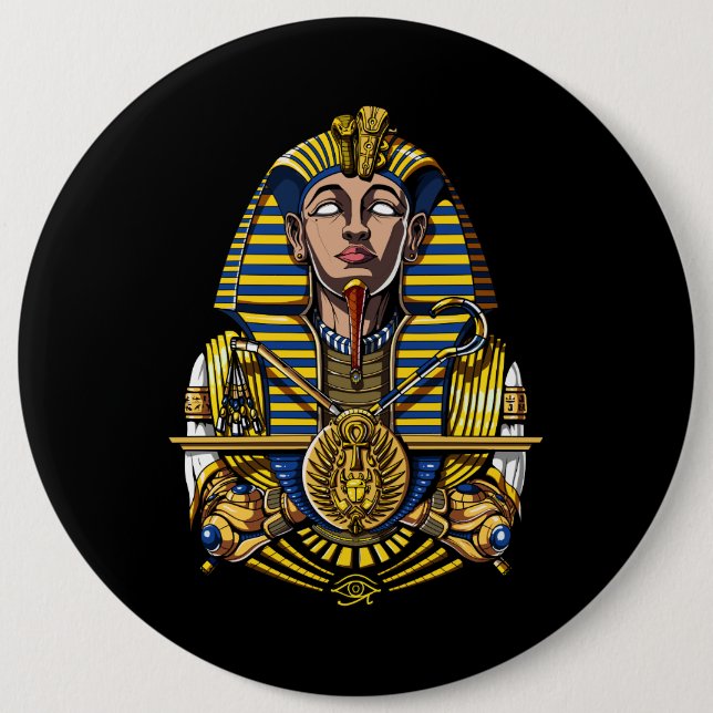 Egyptian Pharaoh Tutankhamun King Tut 6 Inch Round Button (Front)