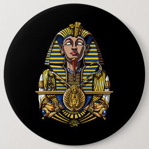 Egyptian Pharaoh Tutankhamun King Tut 6 Inch Round Button