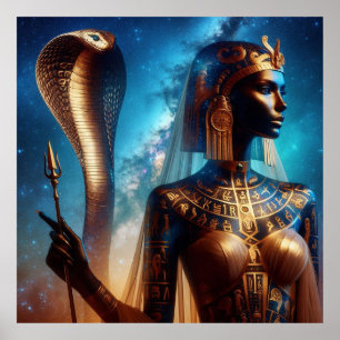 Egyptian Pharaoh with King Cobra Poster