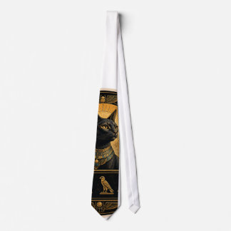 Egyptian Pharaonic Black Cat Silk Necktie⁠ Tie