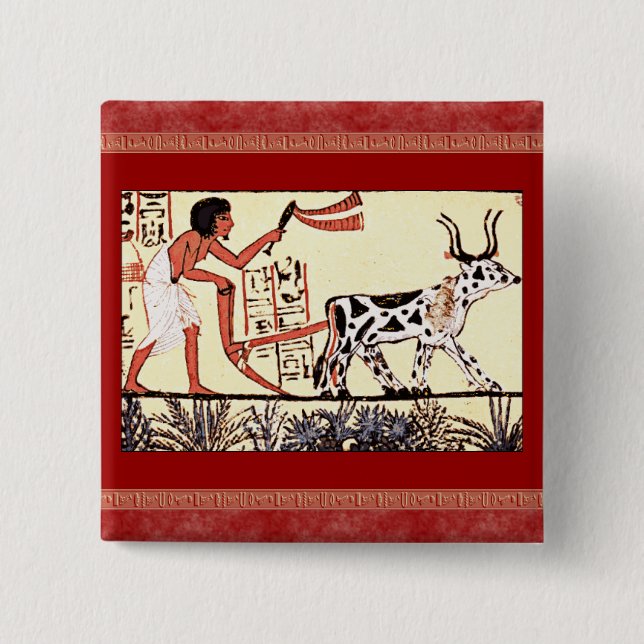 Egyptian Plow 1200 BC Button (Front)