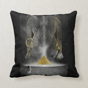 Egyptian Pyramid Aesthetic Moon Astronaut Anubis Throw Pillow