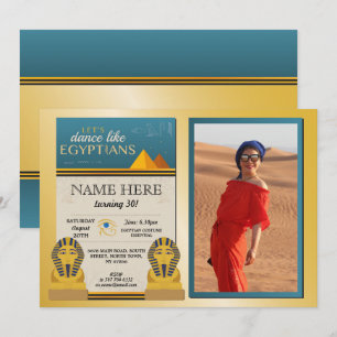 Egyptian Pyramids Birthday Gold Pharaohs Photo Invitation