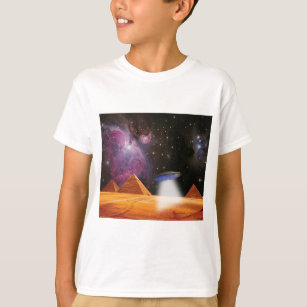 Egyptian Pyramids Giza Meets Space and UFO T-Shirt