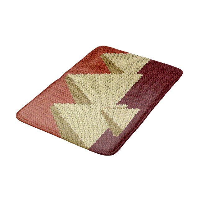 Egyptian Pyramids Tan Rust Artisan Crochet Print Bath Mat (Angled)