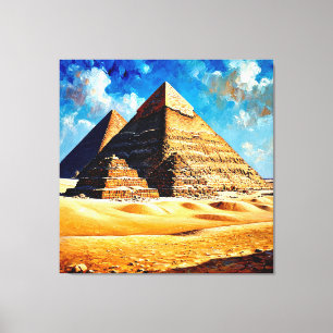 Egyptian Pyramids Under a Bright Blue Sky Canvas Print