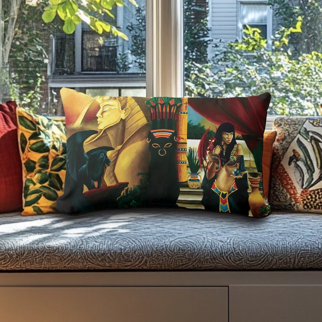 Egyptian Queen Cat Dragon Lumbar Pillow (Creator Uploaded)