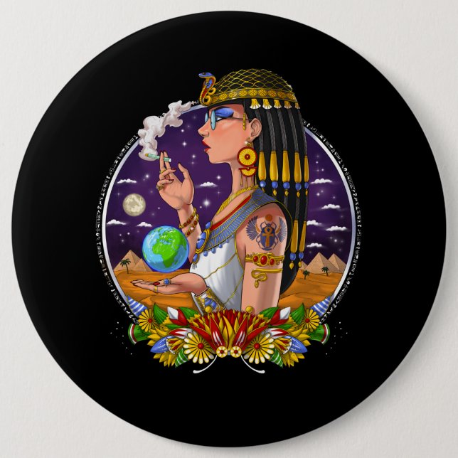 Egyptian Queen Cleopatra 6 Inch Round Button (Front)