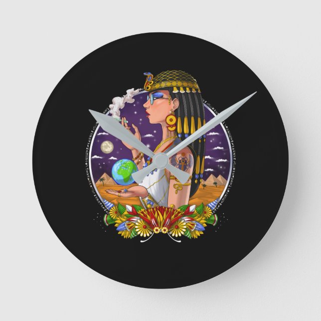 Egyptian Queen Cleopatra Round Clock (Front)