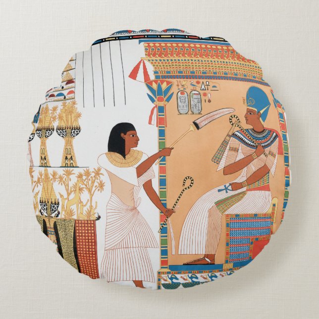 Egyptian Royal Design Round Pillow (Front)