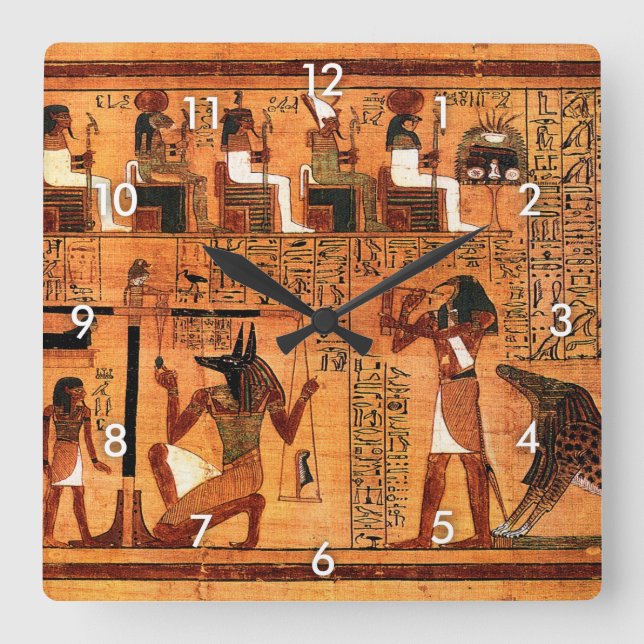 Egyptian Royal Papyrus Square Wall Clock (Front)