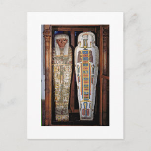Egyptian sarcophagus covered with hieroglyphics (p postcard