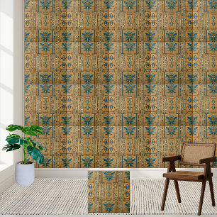 Egyptian Scarab and Lotus Tile