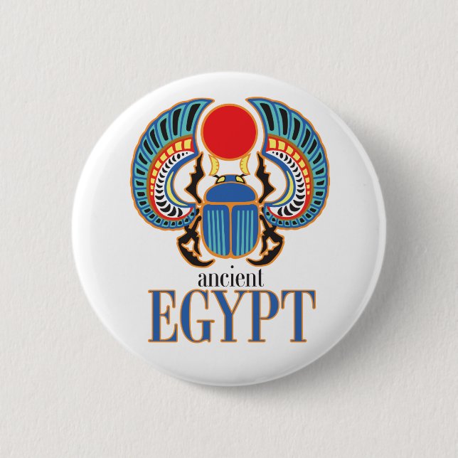 Egyptian scarab beetle. Ancient Egypt 2 Inch Round Button (Front)