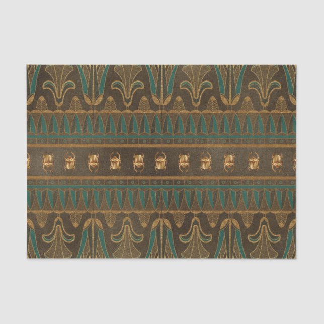 Egyptian Scarab Beetle Green and Gold Tissue Paper (Front)