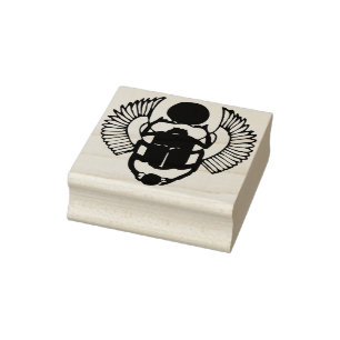 Egyptian scarab beetle illustration art stamp
