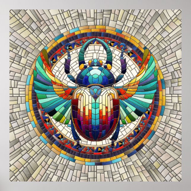 Egyptian Scarab Beetle -Mosaic Art Poster (Front)