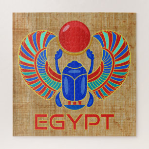 Egyptian Scarab With The Word Egypt Jigsaw Puzzle