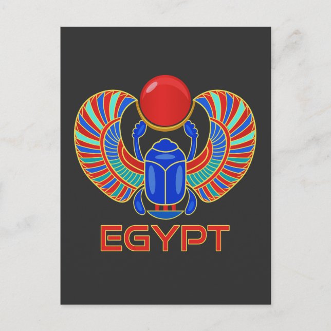 Egyptian Scarab With The Word Egypt Postcard (Front)