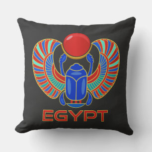 Egyptian Scarab With The Word Egypt Throw Pillow