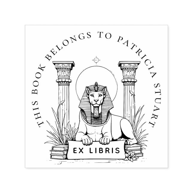Egyptian Sphinx Custom Name Ex Libris Stamp (Design)