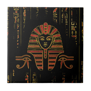 Egyptian  Sphinx on hieroglyphics red crystal Tile