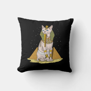 Egyptian Sphynx Cat Bastet Ancient Goddess Throw Pillow