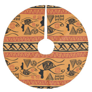 Egyptian Striped, Tribal Vintage Motif. Brushed Polyester Tree Skirt