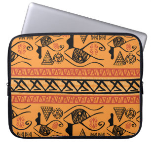 Egyptian Striped, Tribal Vintage Motif. Laptop Sleeve