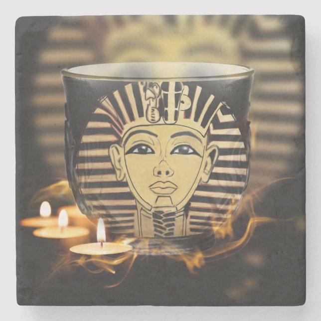 Egyptian-Style Beauty In Candle Light Stone Coaster (Front)