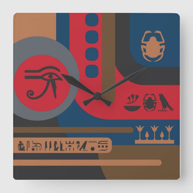 Egyptian Symbols Art Deco Composition #5 Square Wall Clock (Front)