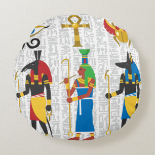 Egyptian Symbols Round Pillow