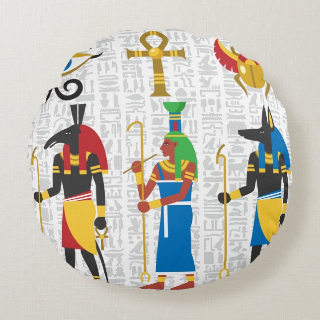 Egyptian Symbols Round Pillow (Front)