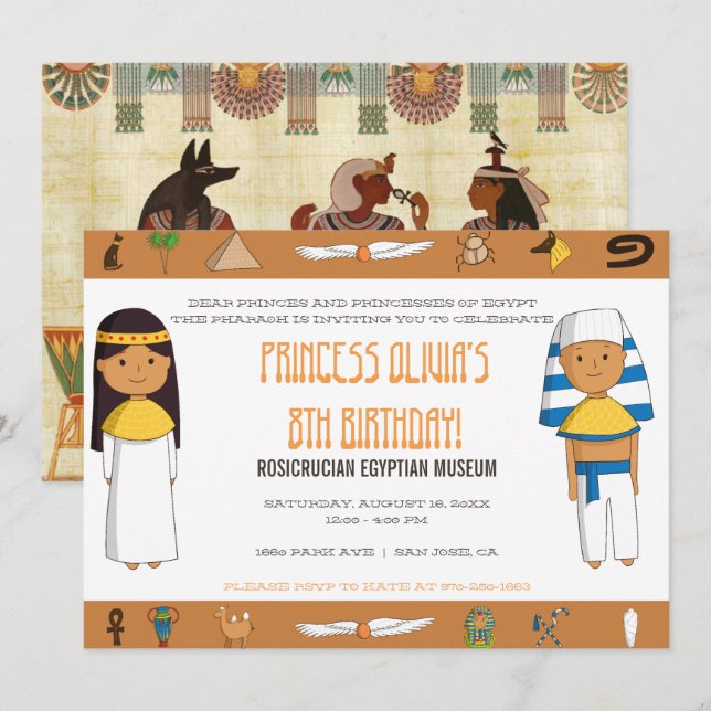 Egyptian Themed Party Invitation (Front/Back)