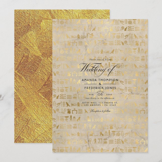 Egyptian Themed Wedding Invitation (Front/Back)