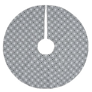 Egyptian tile pattern, black and white brushed polyester tree skirt