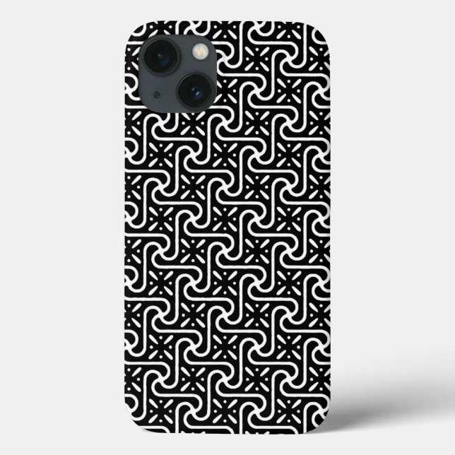 Egyptian tile pattern, black and white Case-Mate iPhone case (Back)